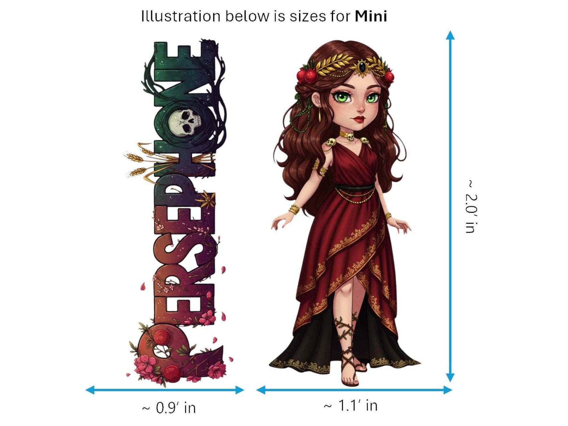 Persephone Sticker and Magnet – Kore Goddess of Spring Mythkins™ | Waterproof & UV-Proof - Sticker / Mini