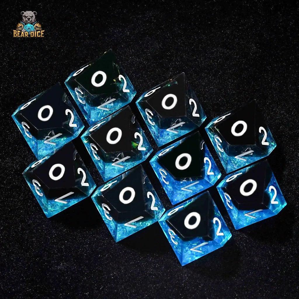 Phantom Blue Black Resin 10 Sided Dice (D10 Dice)