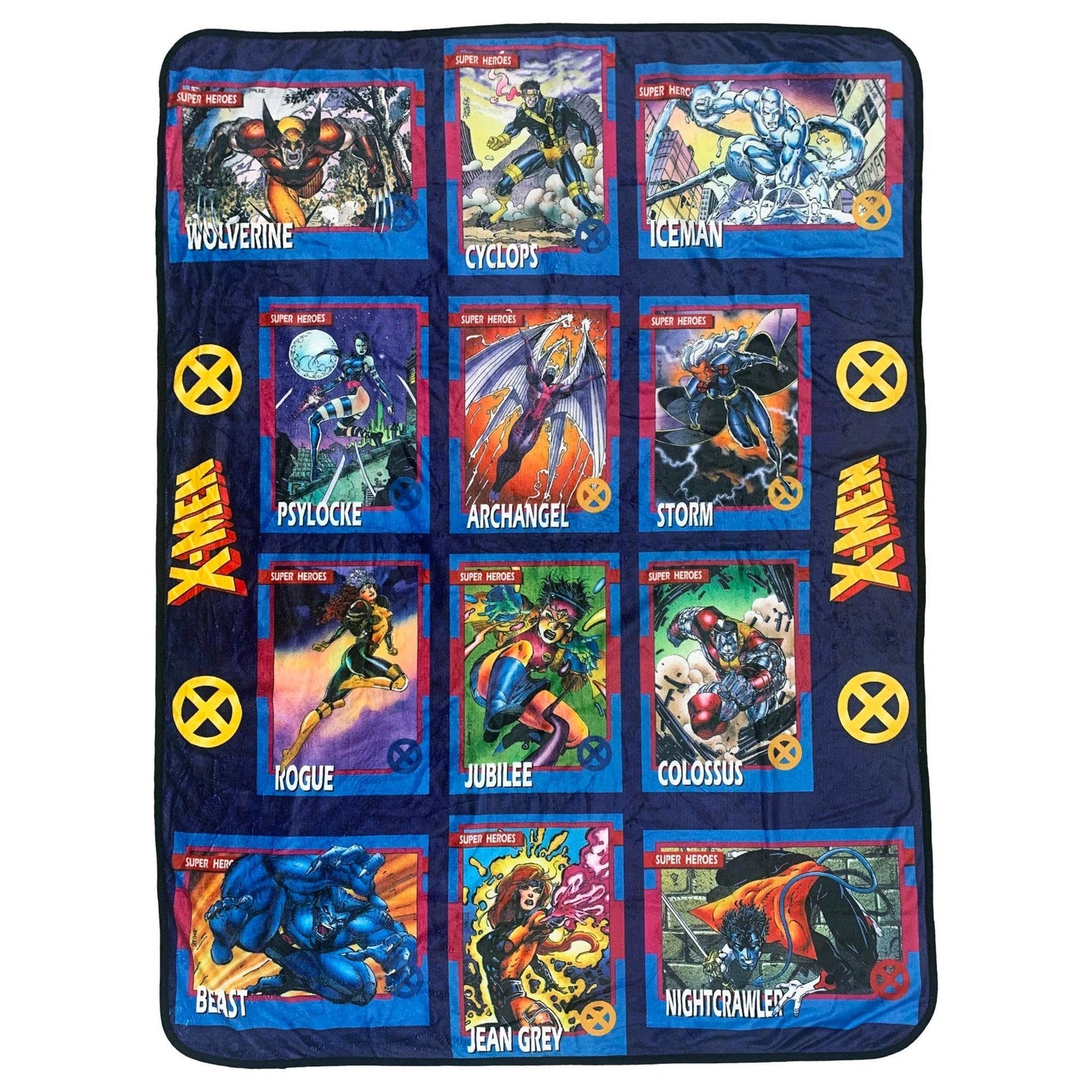 X-Men Trading Cards Super Heroes by Jim Lee Marvel Flannel Fleece Throw Super Soft Lightweight Fleece Blanket 45 x 60 Inches - 