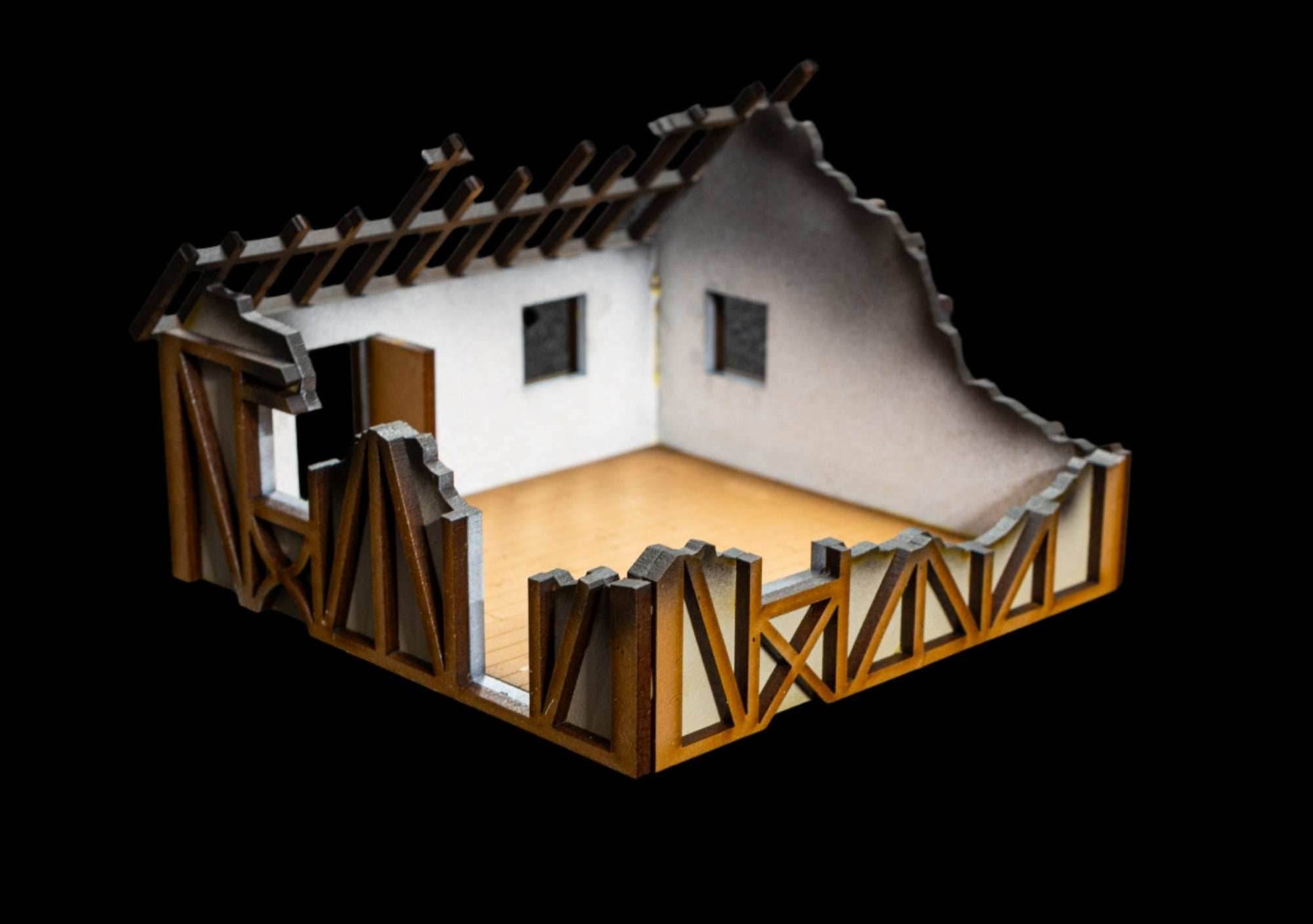 28mm Small Half Timber House - 28MPNT550 (Assembled and Painted) - 