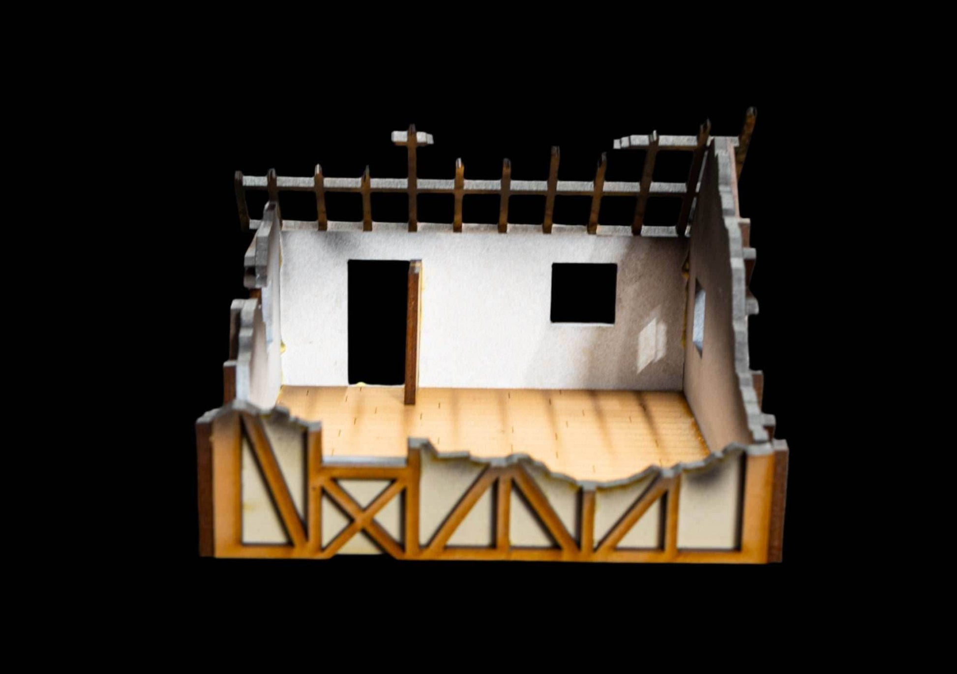 28mm Small Half Timber House - 28MPNT550 (Assembled and Painted) - 