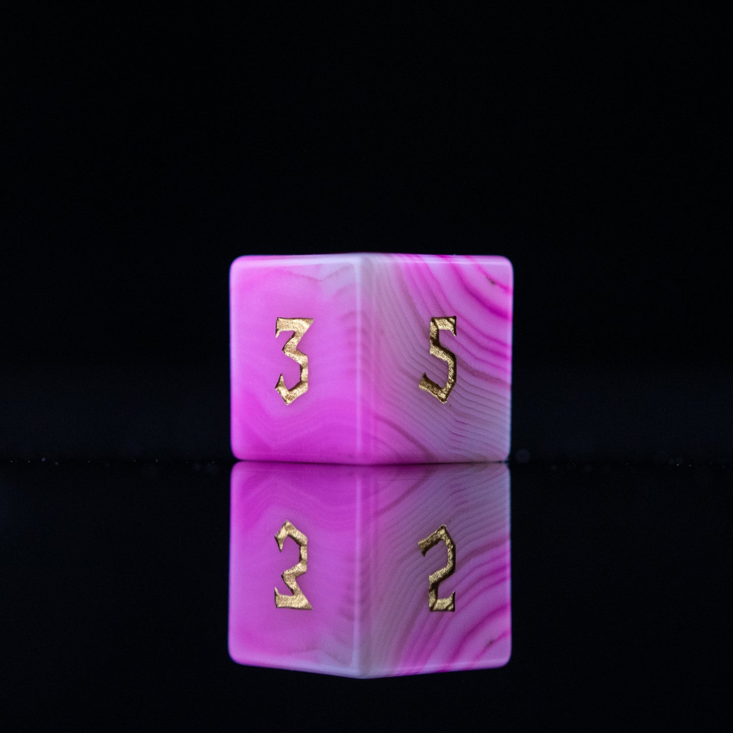 Pink Agate Stone Dice Set