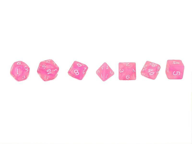 Pink Marble Dice Collection - 7 Piece Set - Role-Players