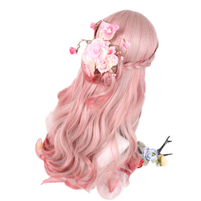 Pink Mixed Red Lolita Wigs Long Loose Wave Christmas Cosplay Wig Harajuku Wig Heat Resistant Synthetic Hair