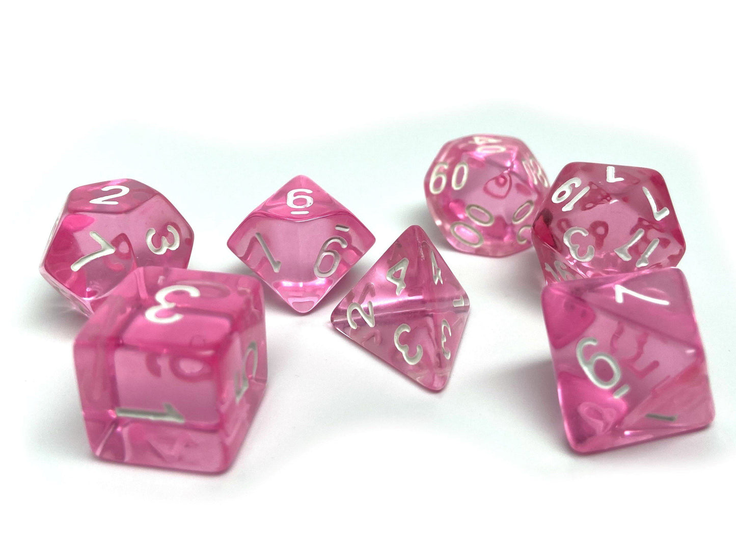 Pink Translucent Dice - 7 Piece Set