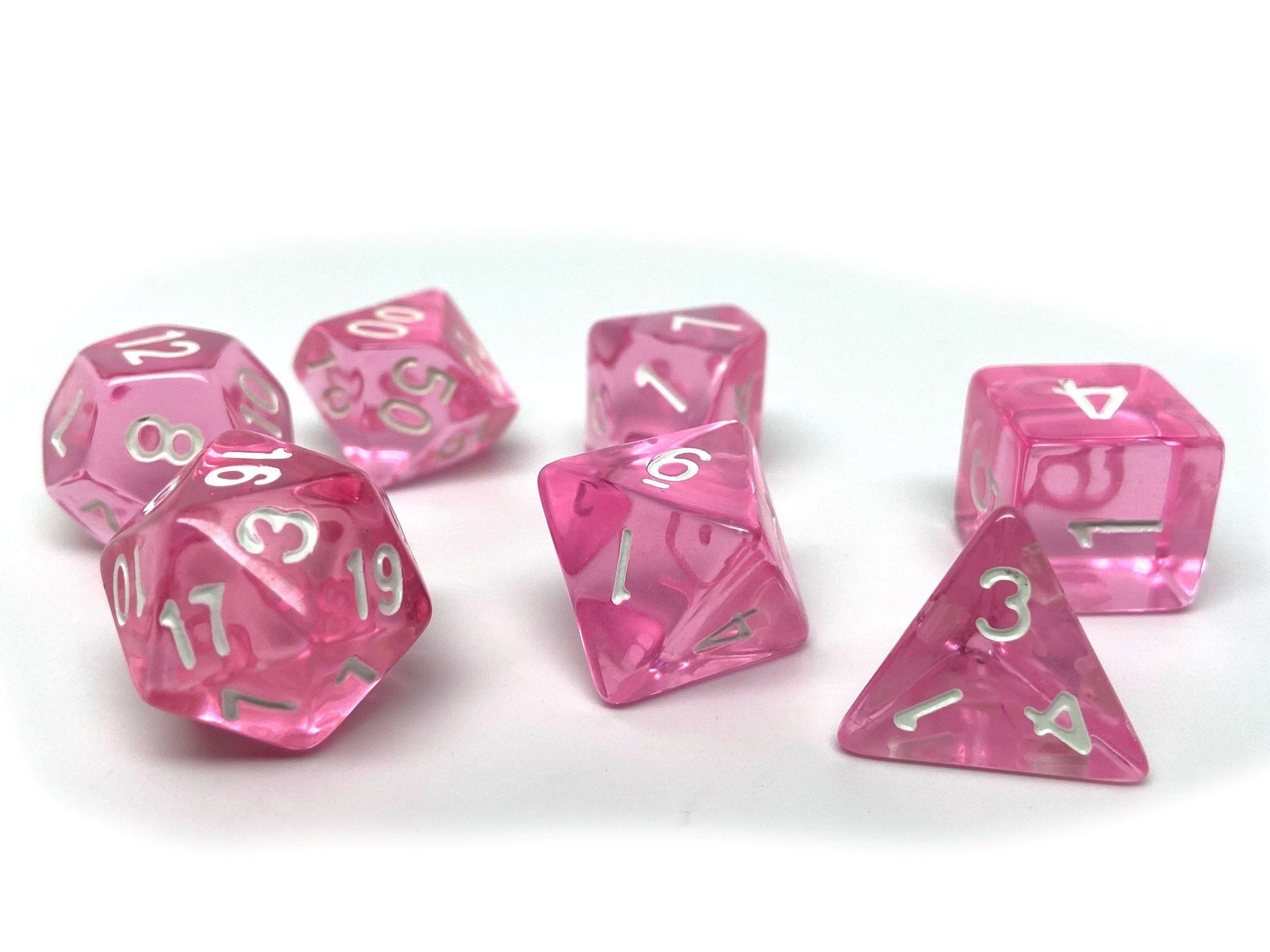 Pink Translucent Dice - 7 Piece Set