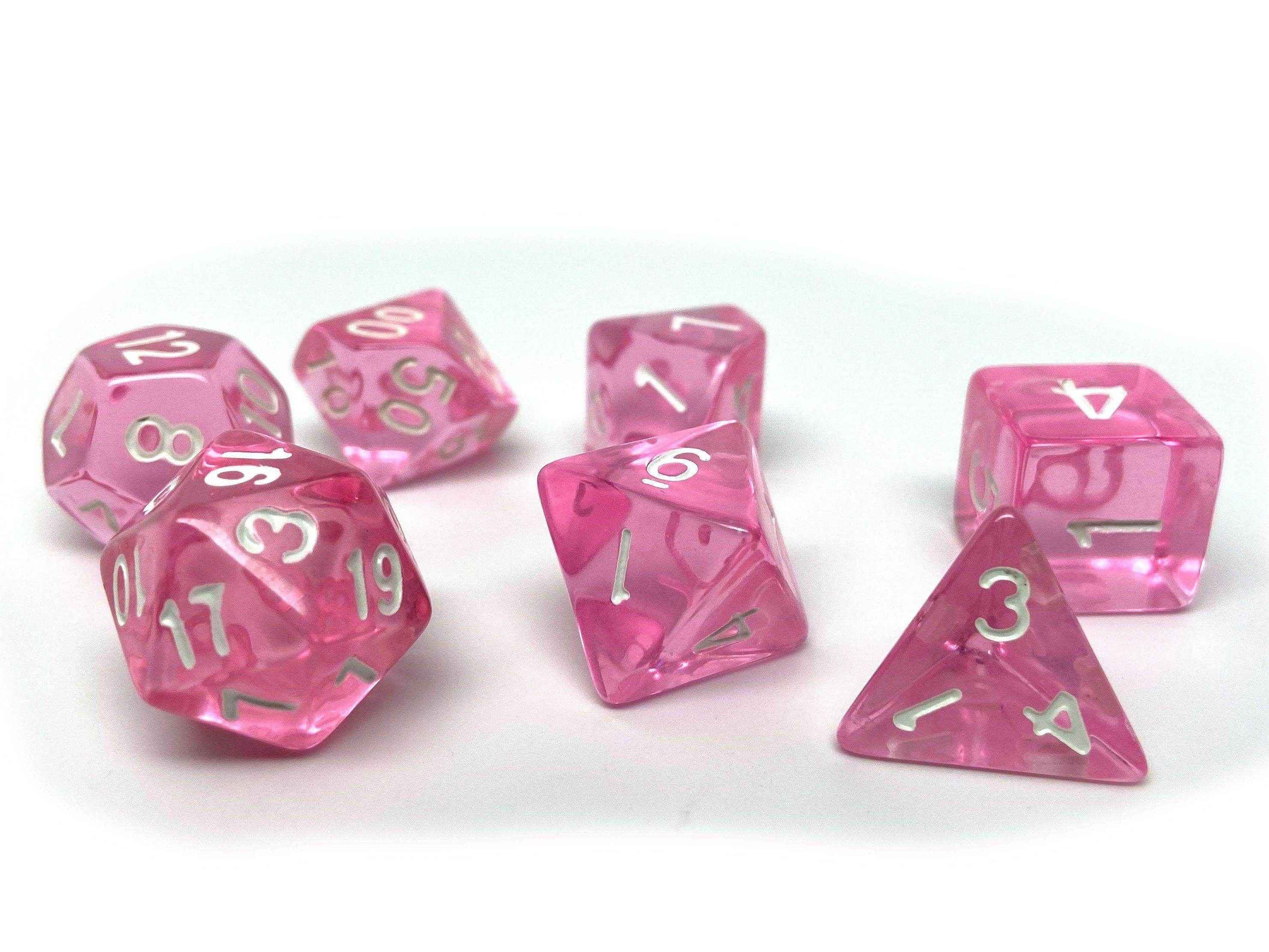 Pink Translucent Dice - 7 Piece Set