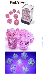 Borealis Pink/silver 7-Dice / 16mm / 12mm / 30mm Luminary - 7-Dice