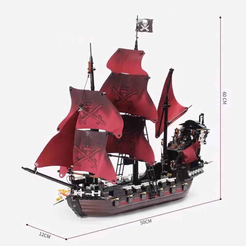 Pirates The Black Pearl And Queen Anne's Revenge Ship Building Block Model Assemble Bricks Toys Kids Gifts Fit MOC 4195 4184 Set