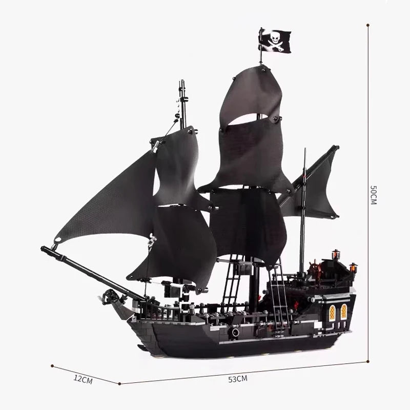 Pirates The Black Pearl And Queen Anne's Revenge Ship Building Block Model Assemble Bricks Toys Kids Gifts Fit MOC 4195 4184 Set