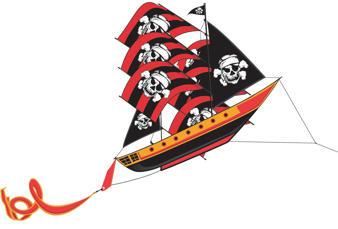 38 Inch tall SuperSize 3D PirateShip Nylon Kite - 
