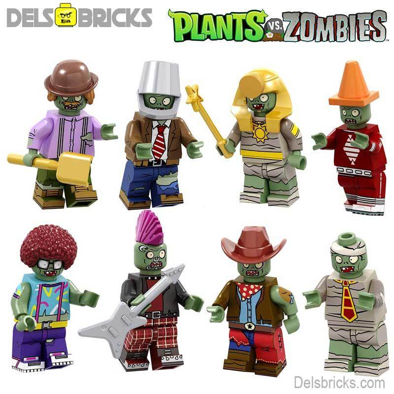 Plants VS Zombies Set of 8 Lego Minifigures custom Toys - 
