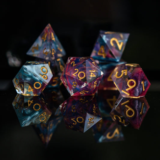 Plasma Gold Sharp-Edged Resin Dice Set