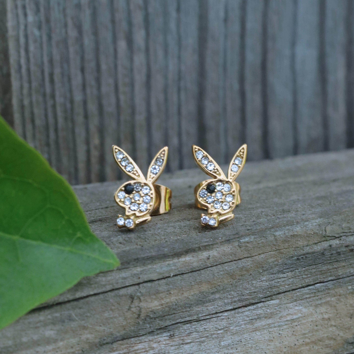 Playboy™ Gem Stud Earrings - Gold