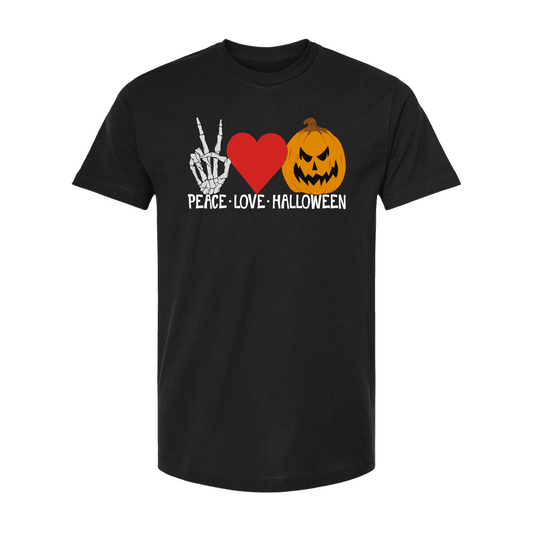 Peace Love Halloween Unisex Tee - Small