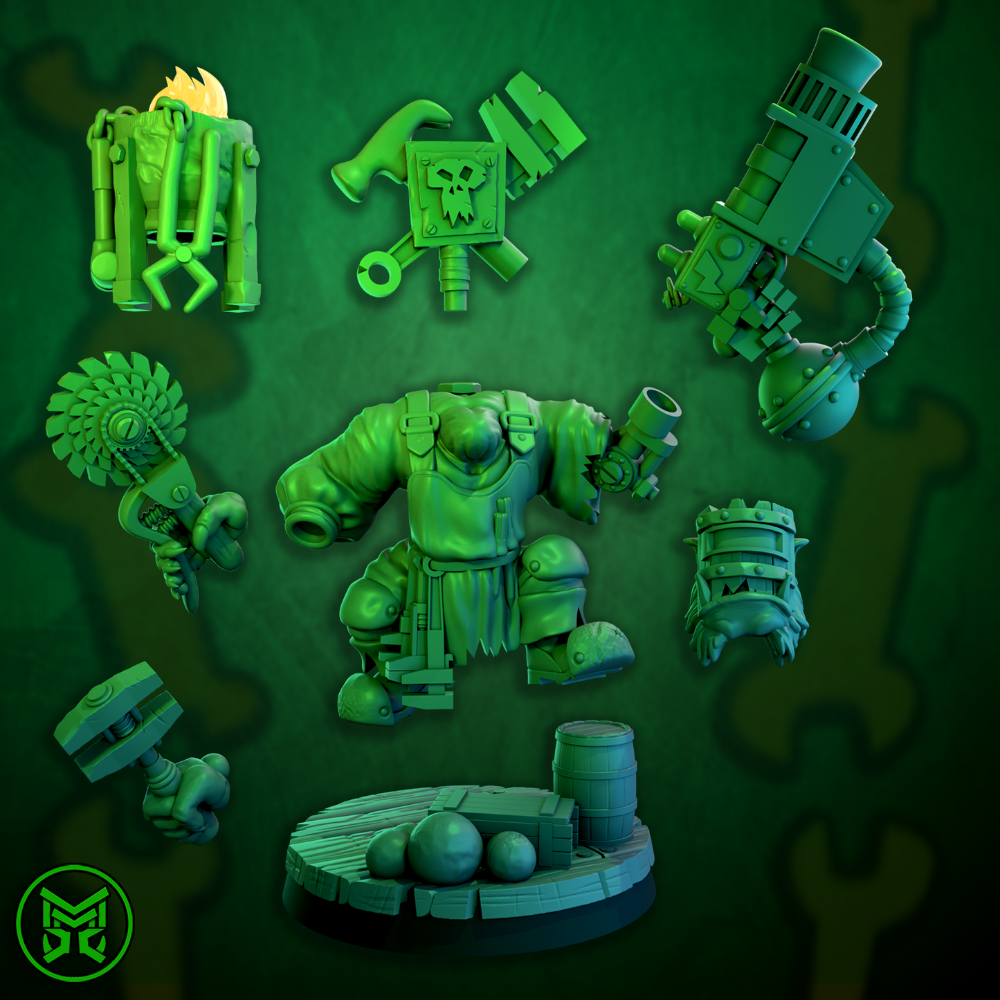 3d Printed Pirate Ork Mekaniks by Mekka Miniatures