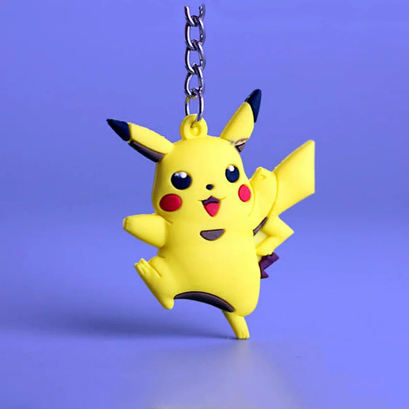 Pokemon Anime Marowak Abra Gengar Ponyta Porygon Alloy Silicone Keychain Accessories Pendant Bag Key Ring Pendant Birthday Gifts