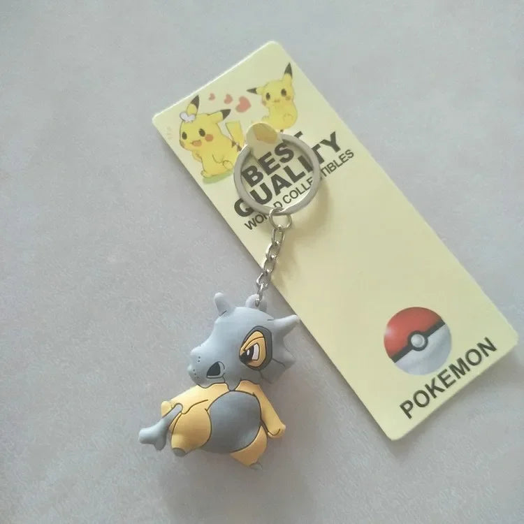 Pokemon Anime Marowak Abra Gengar Ponyta Porygon Alloy Silicone Keychain Accessories Pendant Bag Key Ring Pendant Birthday Gifts