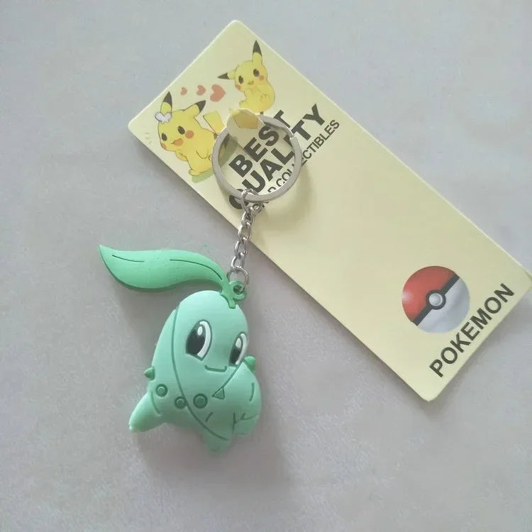 Pokemon Anime Marowak Abra Gengar Ponyta Porygon Alloy Silicone Keychain Accessories Pendant Bag Key Ring Pendant Birthday Gifts