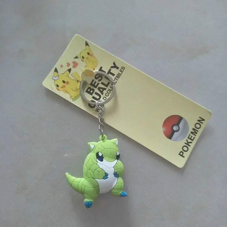 Pokemon Anime Marowak Abra Gengar Ponyta Porygon Alloy Silicone Keychain Accessories Pendant Bag Key Ring Pendant Birthday Gifts