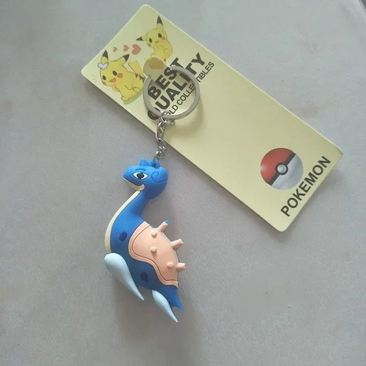 Pokemon Anime Marowak Abra Gengar Ponyta Porygon Alloy Silicone Keychain Accessories Pendant Bag Key Ring Pendant Birthday Gifts