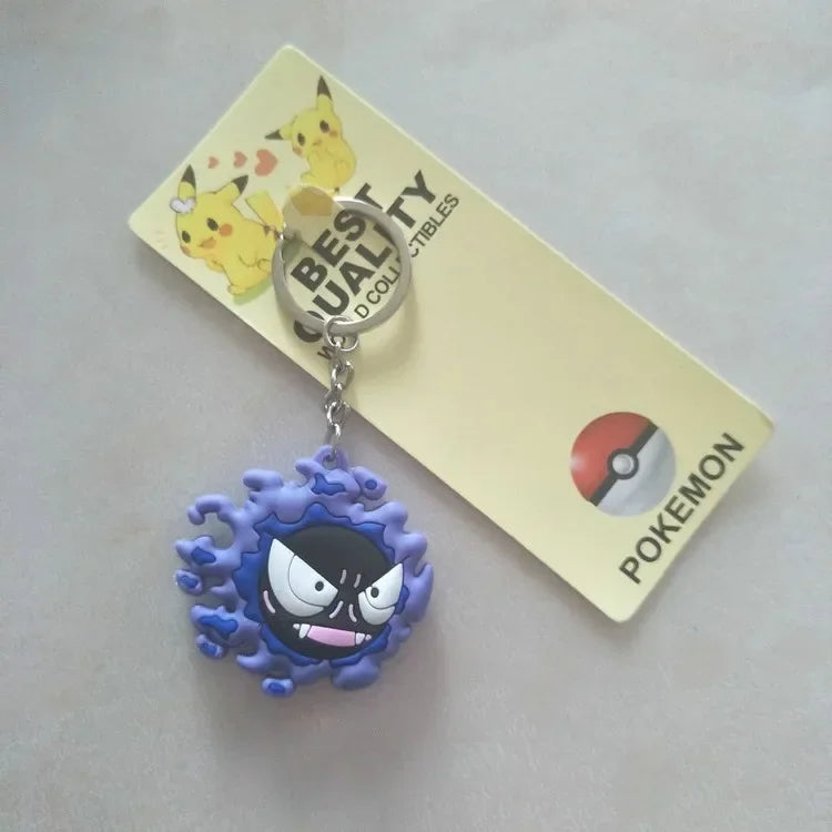 Pokemon Anime Marowak Abra Gengar Ponyta Porygon Alloy Silicone Keychain Accessories Pendant Bag Key Ring Pendant Birthday Gifts