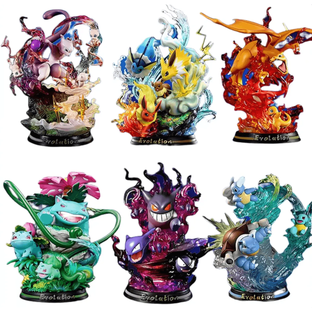 Pokemon Evolution Figures - Charizard, Eevee, Mewtwo, Gengar - 26cm Blastoise / no box