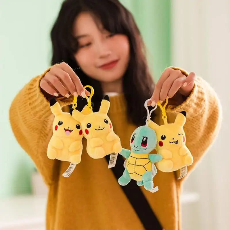 Pokemon Plush Keychain Action Figure Pikachu Key Chain Psyduck Bulbasaur Keyring Backpack Pendant Plushies Accessories Gift