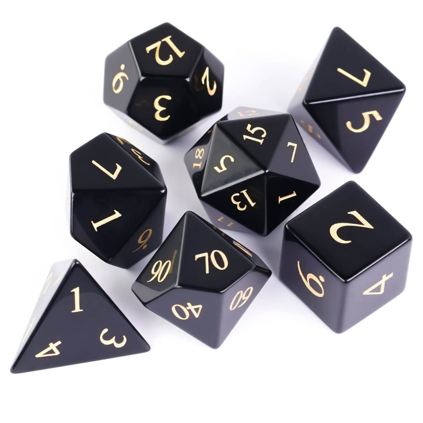 Polished Obsidian Gemstone Dice Set - 
