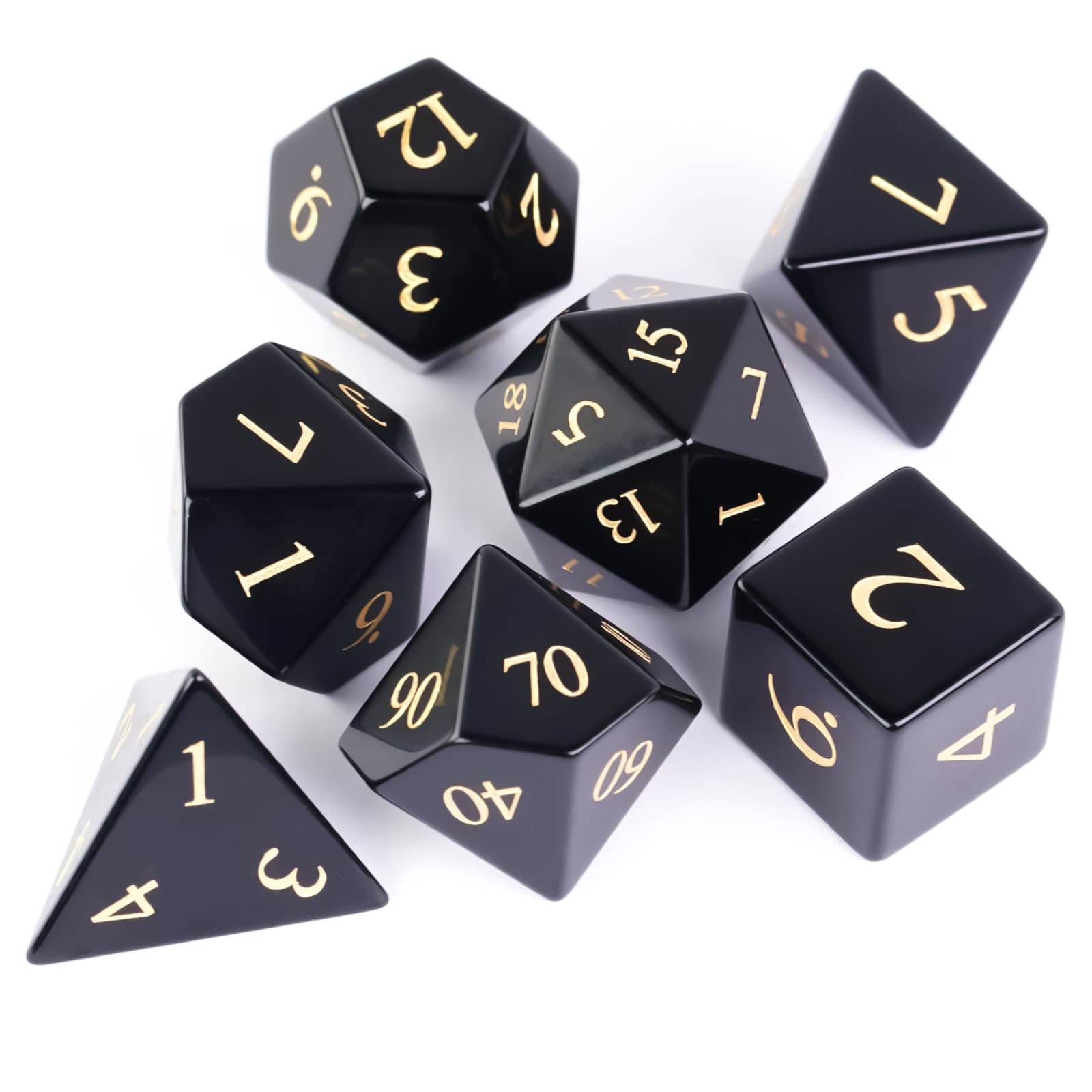Polished Obsidian Gemstone Dice Set - 