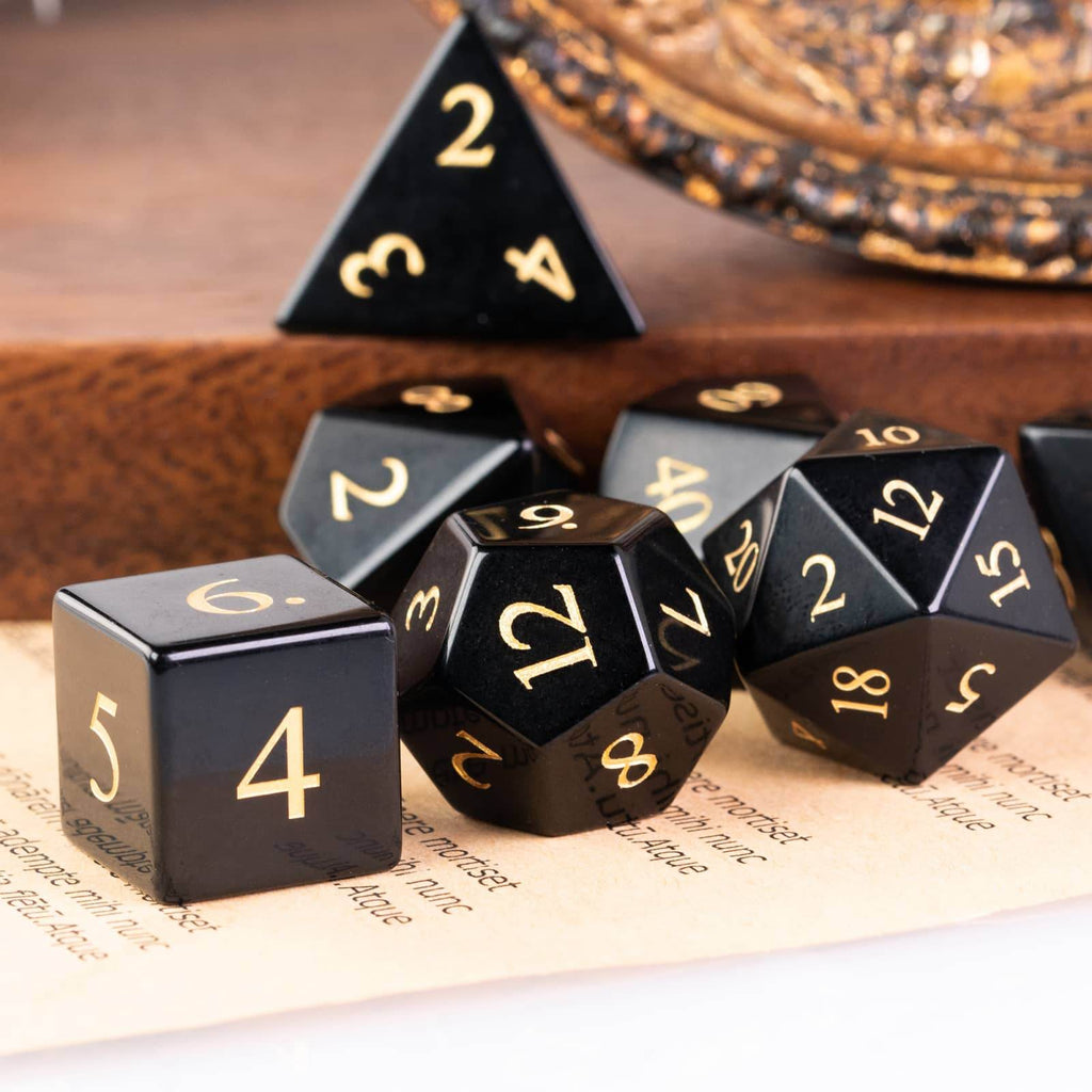 Polished Obsidian Gemstone Dice Set - 