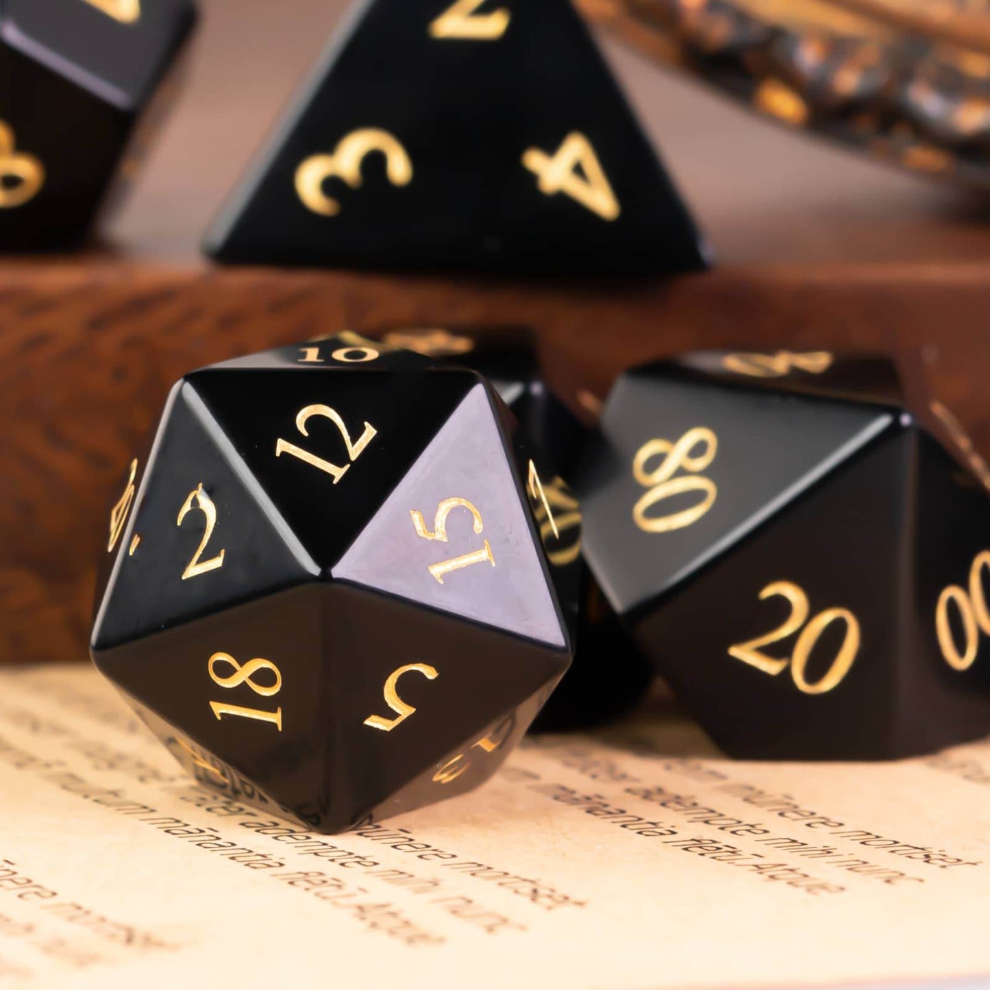 Polished Obsidian Gemstone Dice Set - 