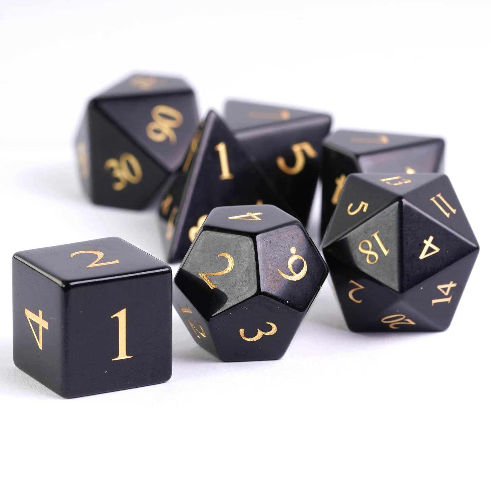 Polished Obsidian Gemstone Dice Set - 