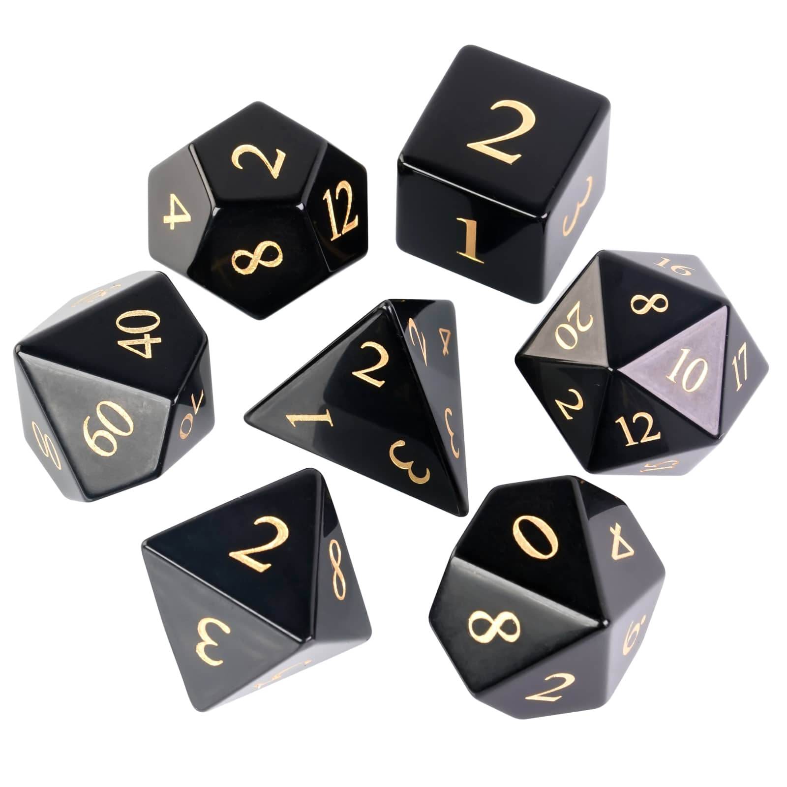 Polished Obsidian Gemstone Dice Set - 