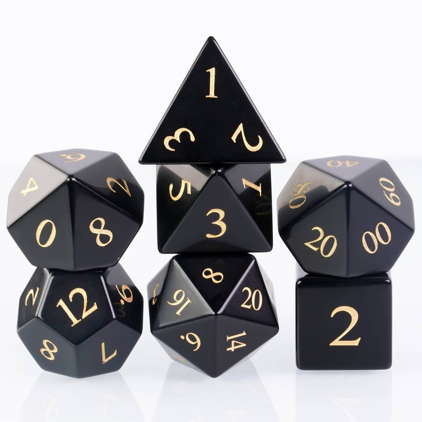 Polished Obsidian Gemstone Dice Set - 