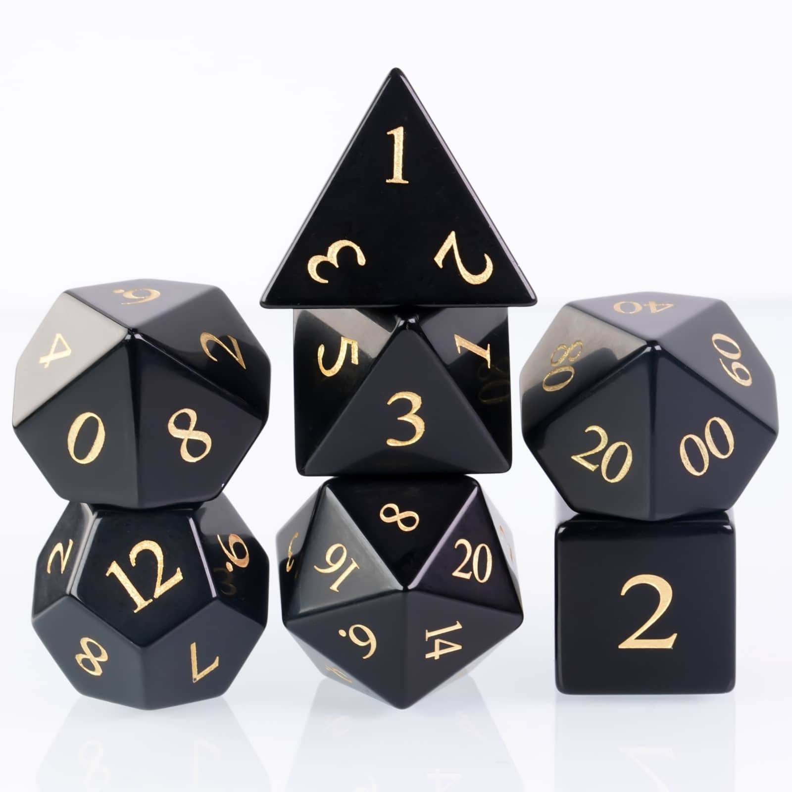 Polished Obsidian Gemstone Dice Set - 