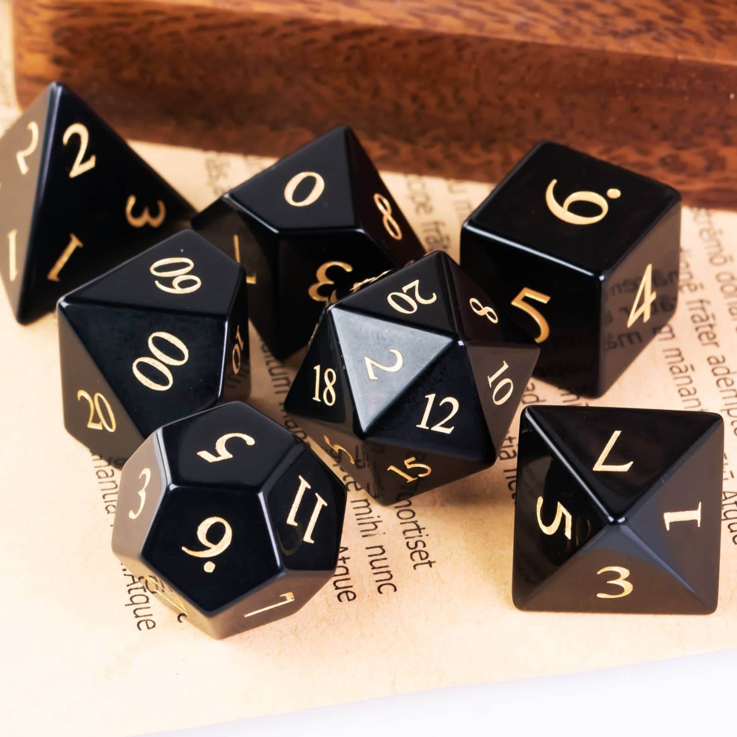 Polished Obsidian Gemstone Dice Set - 