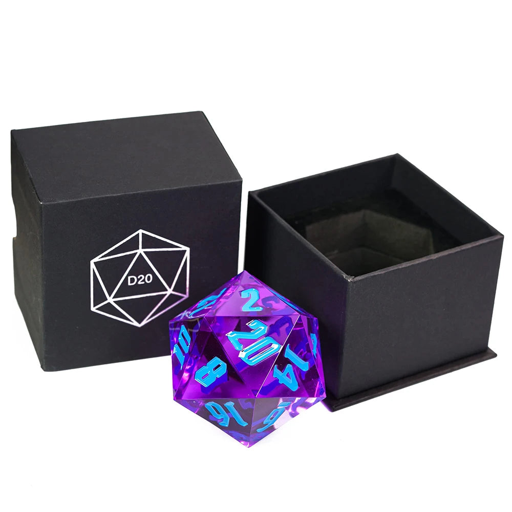 Poludie 1pc Crystal 55mm D20 Dice 20 Sides Large Size Polyhedral Dice for Role-Play Game D&D Bar Pub Party RPG Board Games