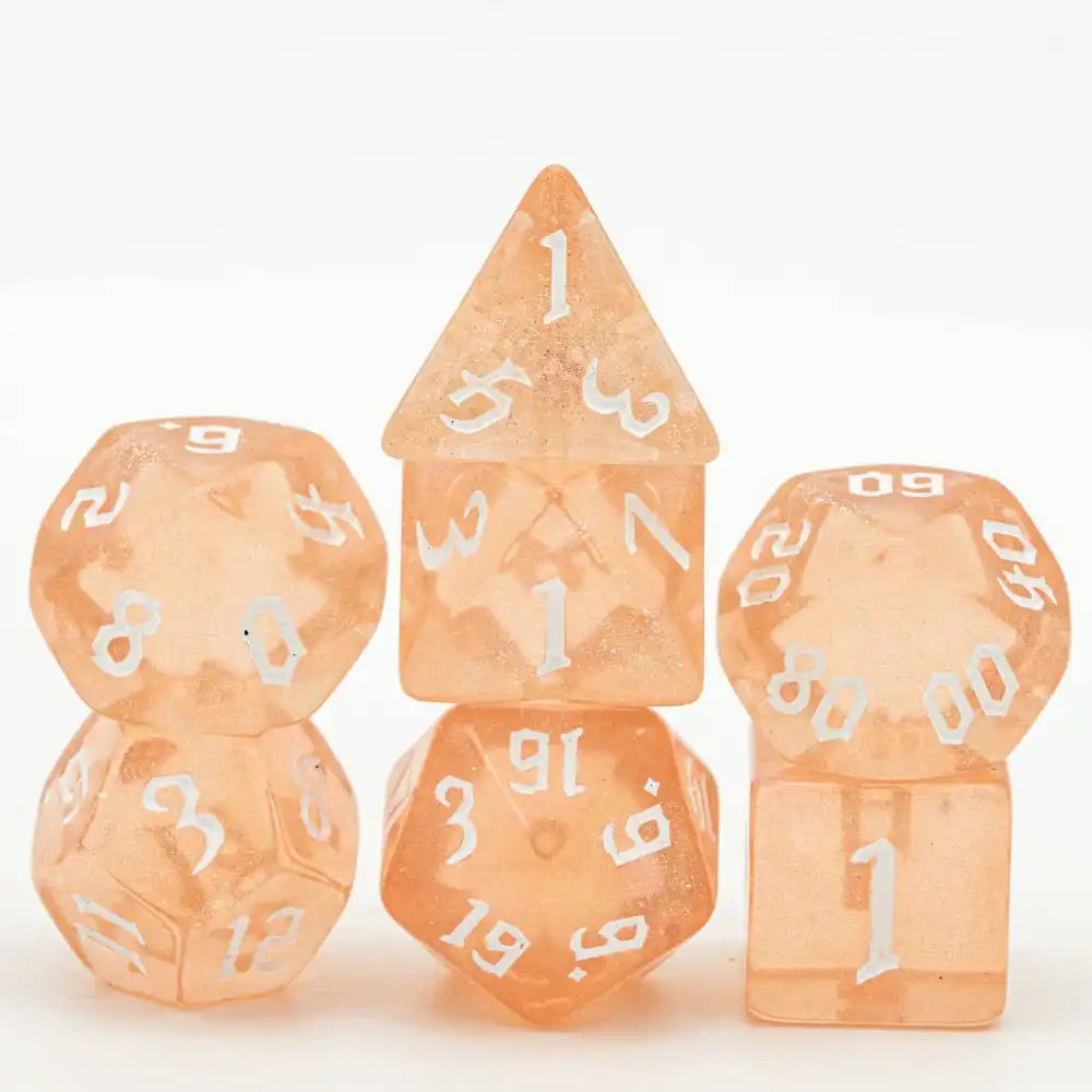 Poludie DND 7Pcs/Set Pink Gold Dice Set D4 D6 D8 D10 D% D12 D20 Translucent Polyhedral Dice for Role Playing Board Game D&D RPG