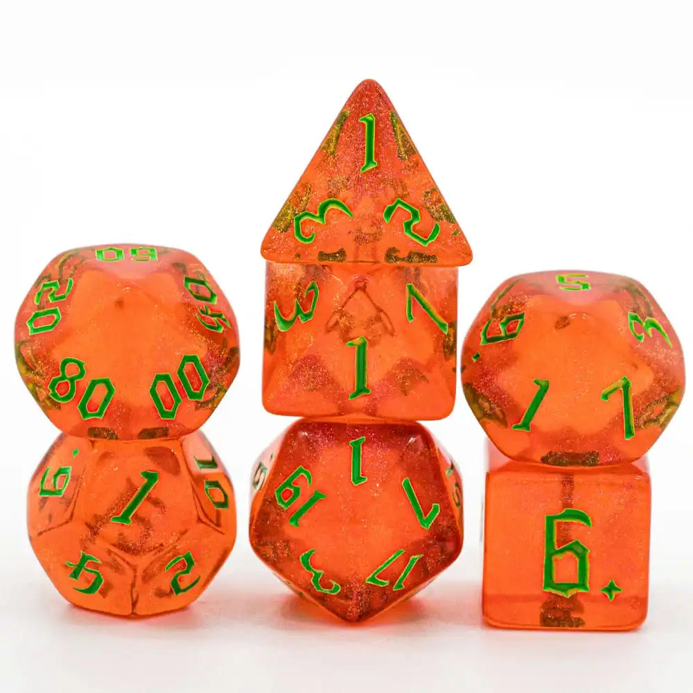 Poludie DND 7Pcs/Set Pink Gold Dice Set D4 D6 D8 D10 D% D12 D20 Translucent Polyhedral Dice for Role Playing Board Game D&D RPG