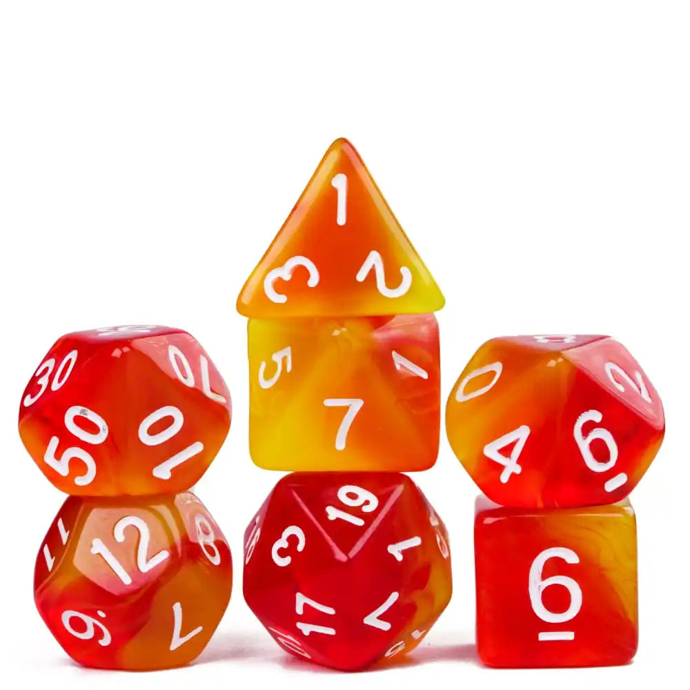 Poludie DND 7Pcs/Set Pink Gold Dice Set D4 D6 D8 D10 D% D12 D20 Translucent Polyhedral Dice for Role Playing Board Game D&D RPG