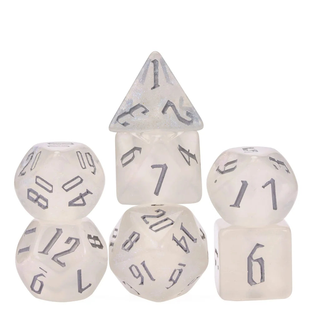 Poludie DND 7Pcs/Set Pink Gold Dice Set D4 D6 D8 D10 D% D12 D20 Translucent Polyhedral Dice for Role Playing Board Game D&D RPG