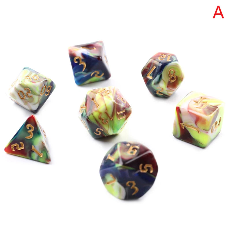 Polyhedral 7-Dice Two-Tone Swirl-DND Dice Set for RPG/MTG D4 D6 D8 D10 D% D12 D20 Dice Games 7pcs/set Family Party Board Games