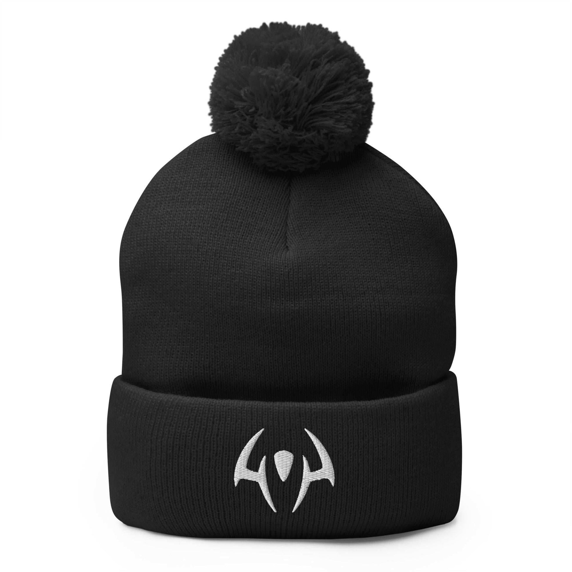 Sukuna Tattoo Embroidered Unisex Anime Pom-Pom Beanie - Black