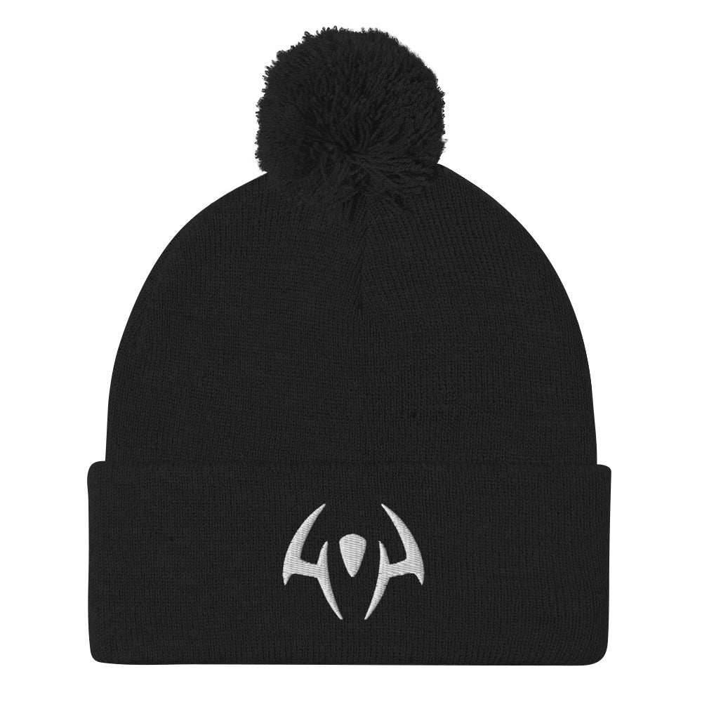 Sukuna Tattoo Embroidered Unisex Anime Pom-Pom Beanie - Black