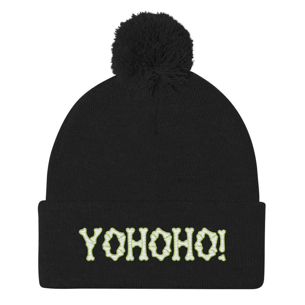 Yohoho Brook Embroidered Unisex Anime Pom-Pom Beanie - Black
