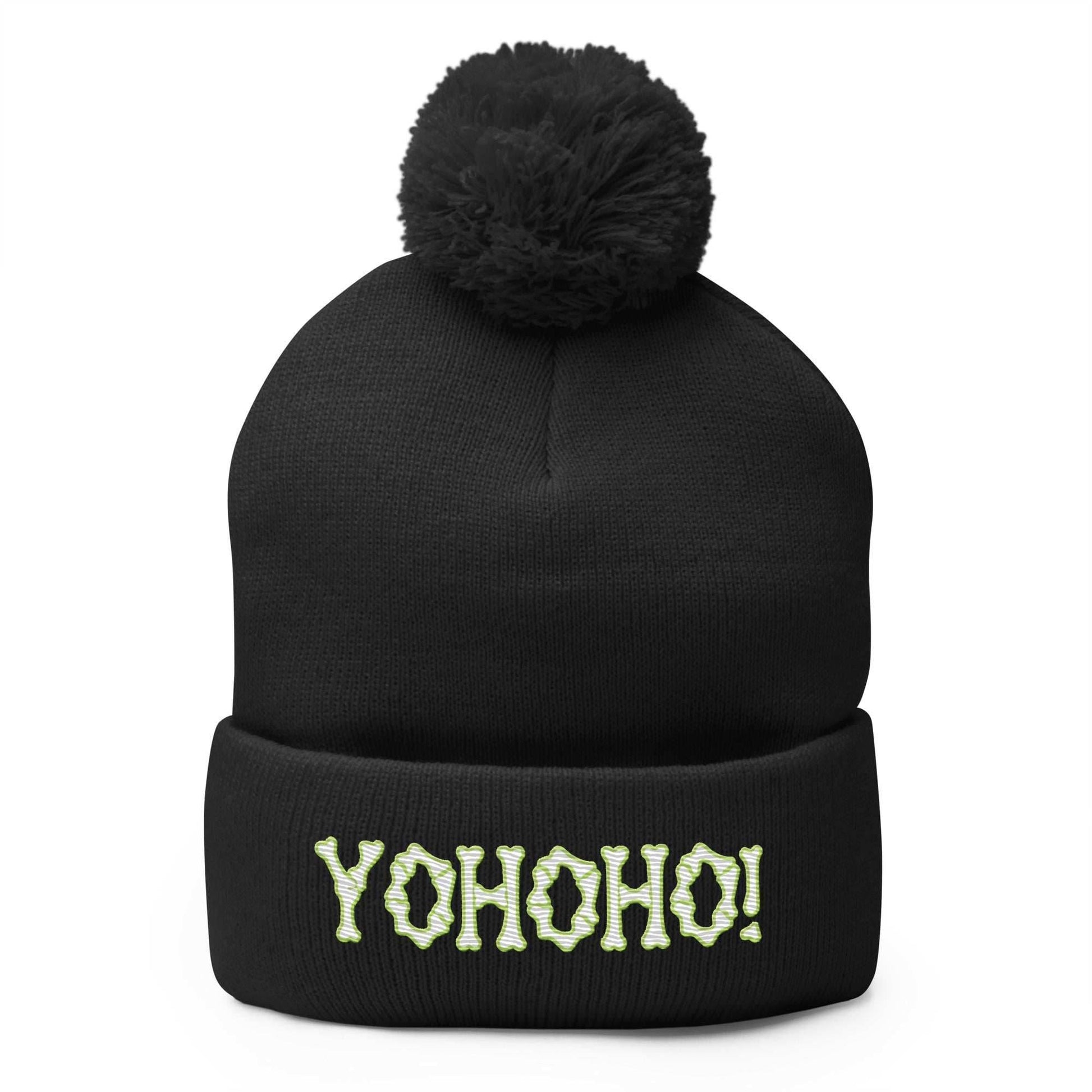Yohoho Brook Embroidered Unisex Anime Pom-Pom Beanie - Black