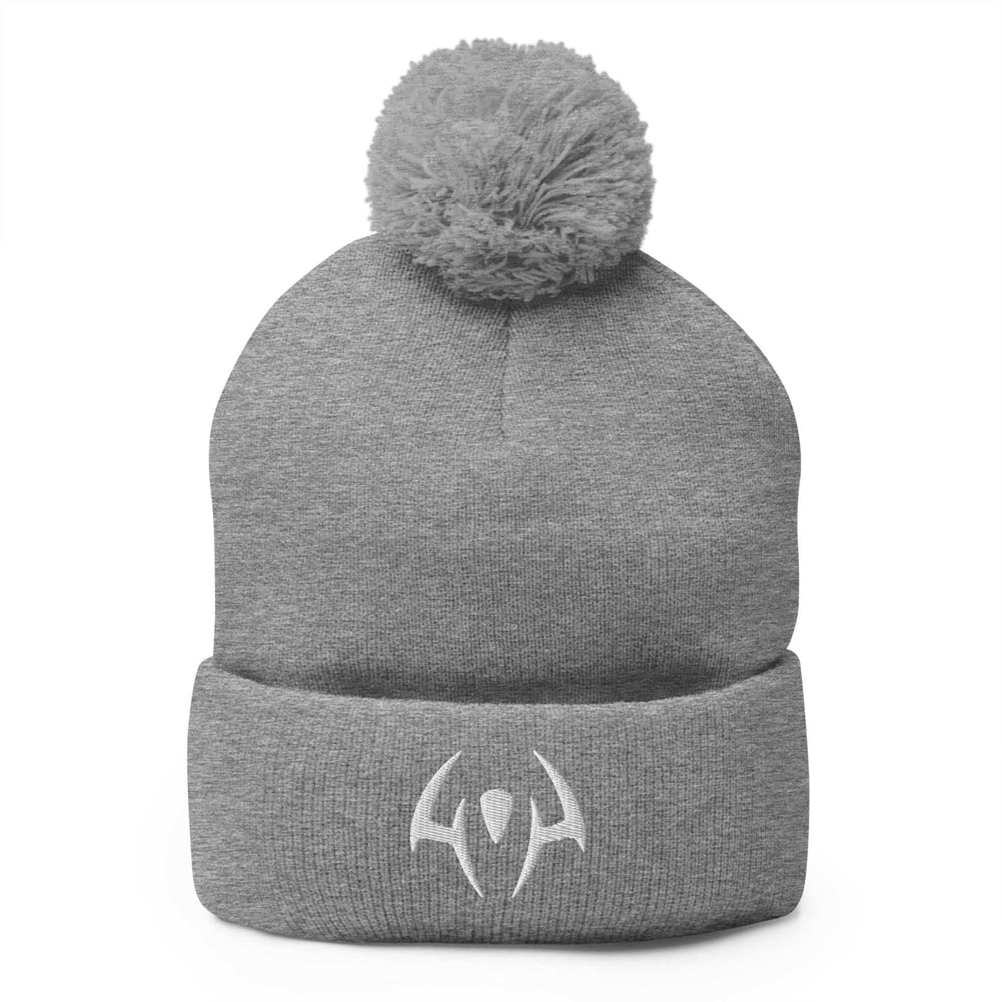 Sukuna Tattoo Embroidered Unisex Anime Pom-Pom Beanie - Grey