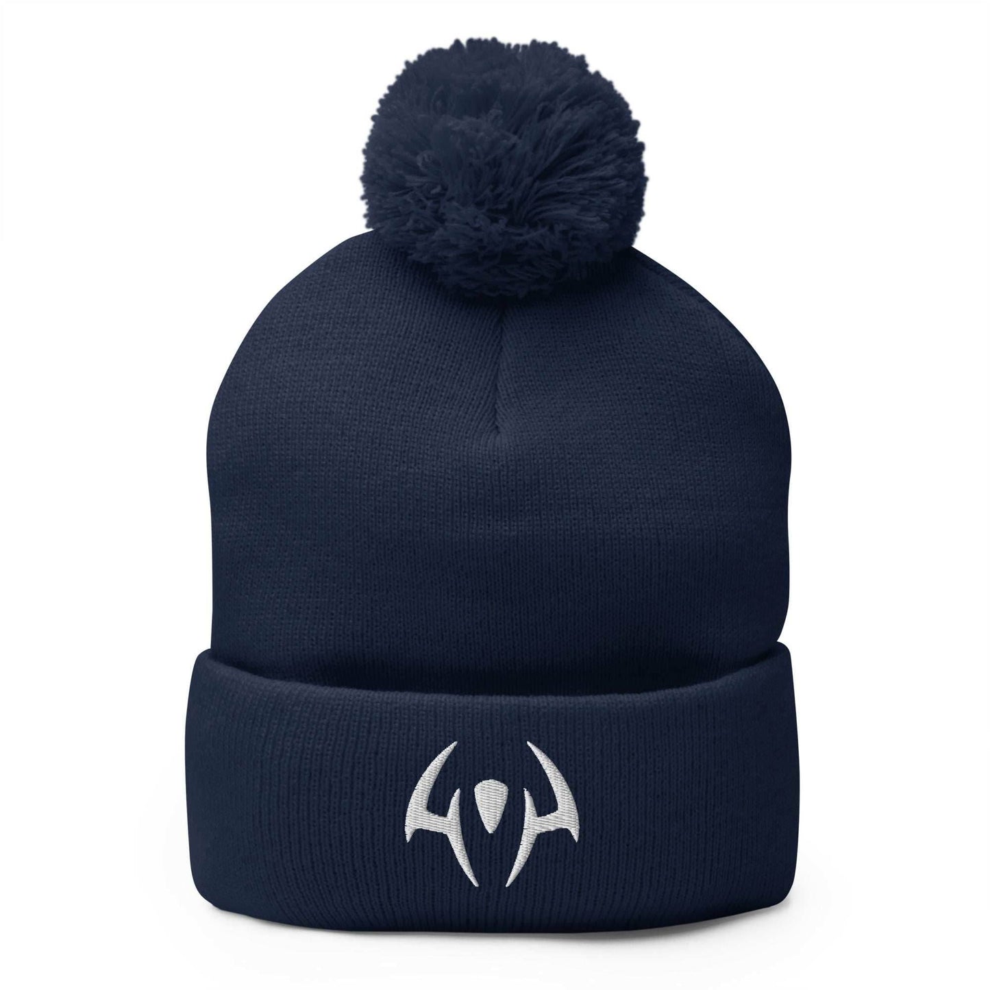 Sukuna Tattoo Embroidered Unisex Anime Pom-Pom Beanie - Navy
