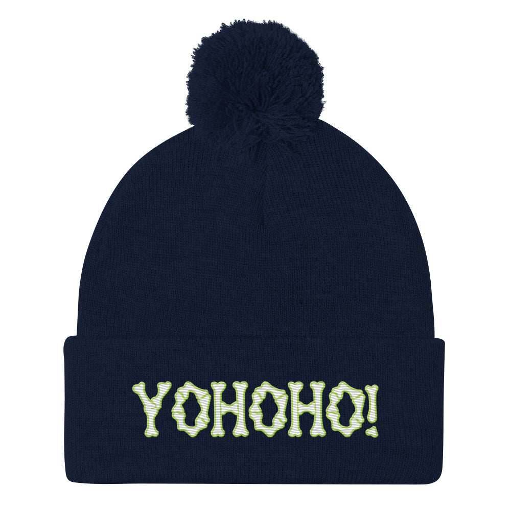 Yohoho Brook Embroidered Unisex Anime Pom-Pom Beanie - Black